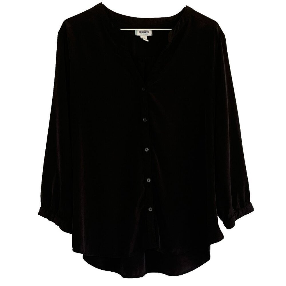 Old Navy Black Jack Button Up Top sz L Dark Fairy Goth Wimsigoth Cottagecore